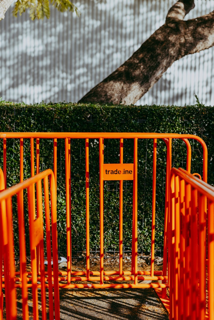 Orange Powder Coated Crowd Control Fence/Event Fence 1.1m x 2.1m - Includes Feet & Pins
