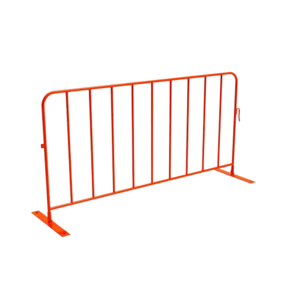 Orange Powder Coated Crowd Control Fence/Event Fence 1.1m x 2.1m - Includes Feet & Pins