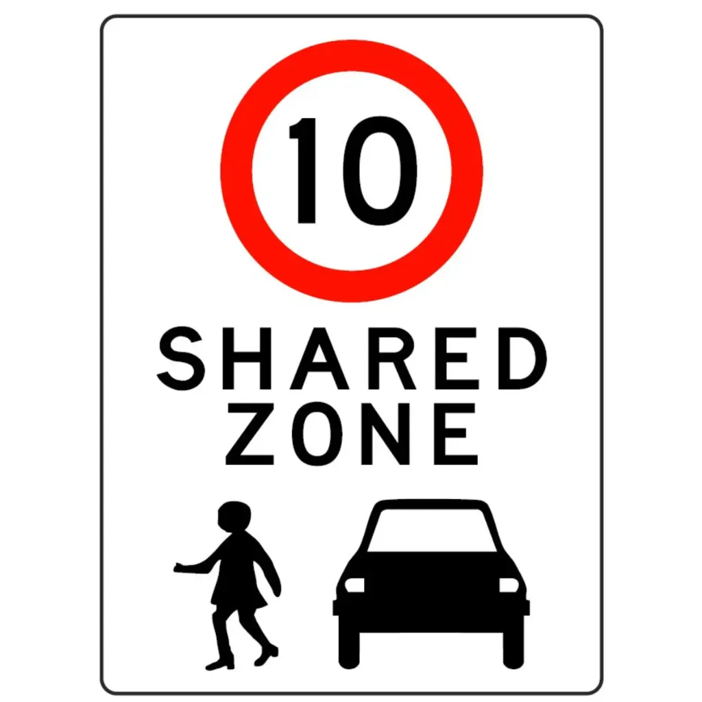 Safety Sign 600 x 450mm - Shared Zone 10km