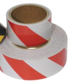 [REFTAPERW45]  Red/White Adhesive Reflective Tape 48mm x 45m Class 2