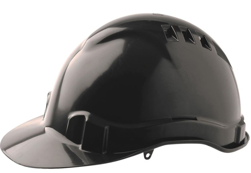 [HARDHAT-BK] Hard Hat - Vented with adjustable harness - Black
