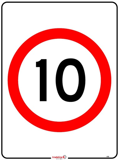 Safety Sign 600 x 450mm - 10km Speed Sign