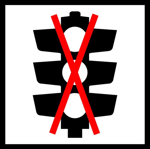 QLD Multi Message 600 x 600mm Class 1 Reflective - Traffic Lights Not In Use Symbol