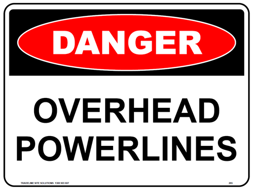 Safety Sign 600 x 450mm - DANGER Overhead Powerlines