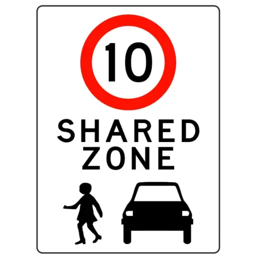 Safety Sign 600 x 450mm - Shared Zone 10km